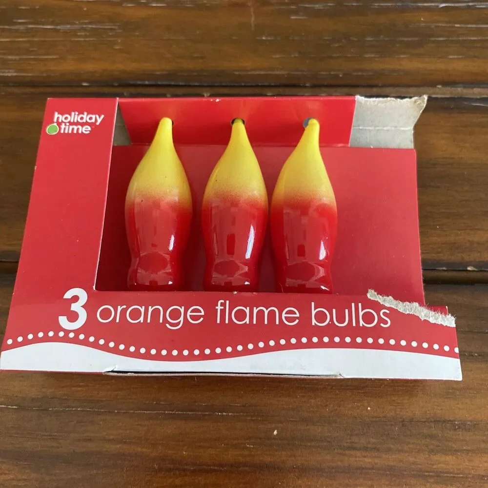 3 Replacement Orange Flame Bulbs Lamp Halloween Christmas Candelabra 120V 7W New